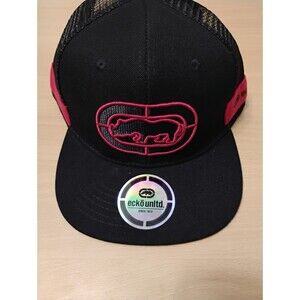 Ecko Unltd. Black & Red Mesh Trucker Hat – Rhino Logo Snapback Cap – Streetwear